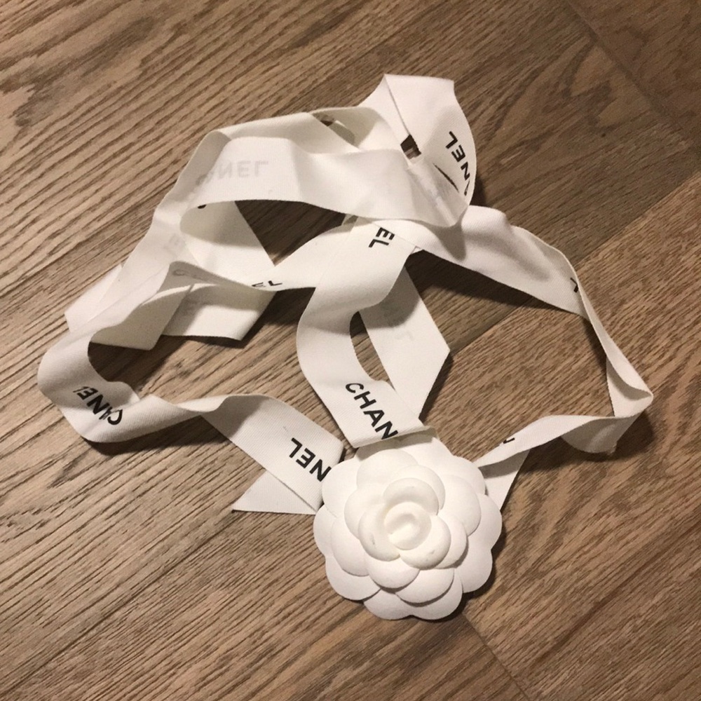 Chanel ribbon and camellia